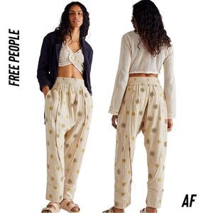 FREE PEOPLE BEACH ROCKER EMBELLISHED HAREM PANTS NWT LARGE